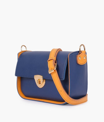 Blue saddle bag with twist lock
