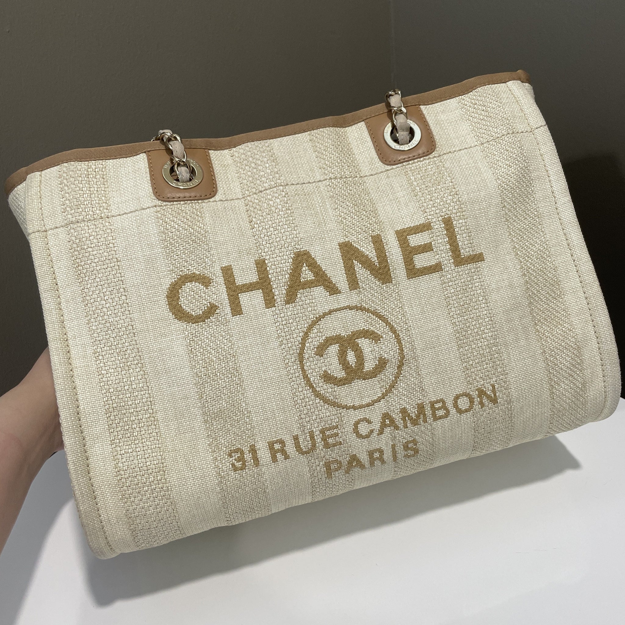 Chanel Deauville Shopper Tote Beige