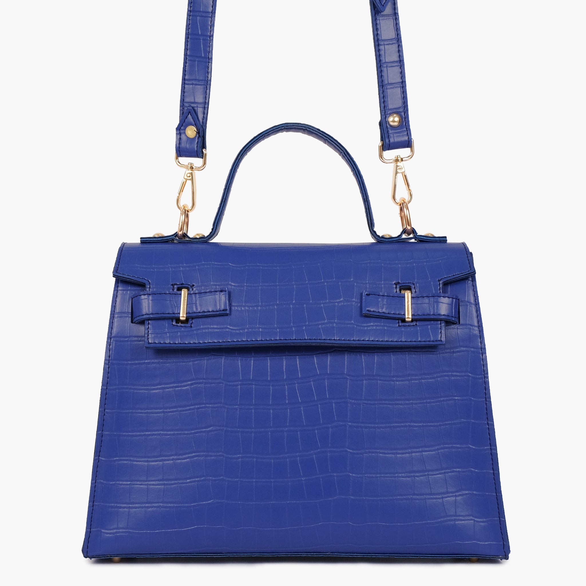 Blue top-handle crocodile mini bag