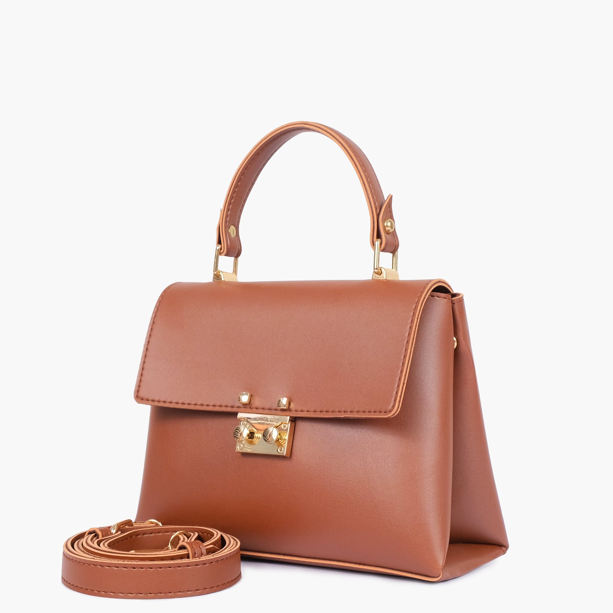 Brown mini top-handle bag