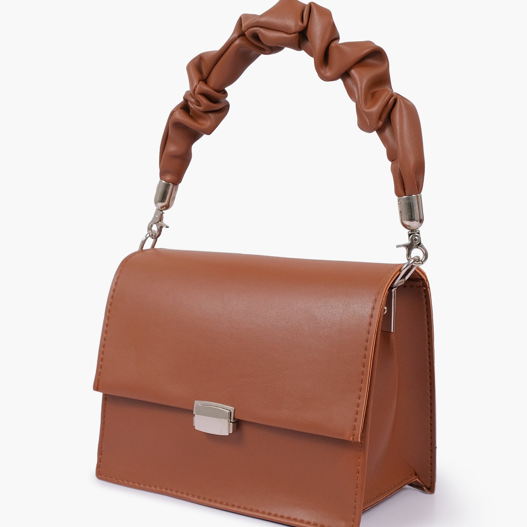 Brown top-handle mini cross-body bag